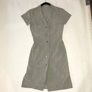 Grey Agnes B. Button down dress with pockets.